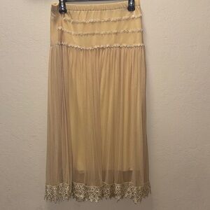 Chic Tan Lace Maxi Skirt